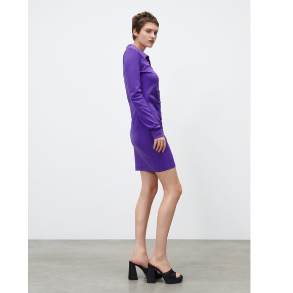 NEW ZARA Shirt dress with ruching - Picture 6 of 10